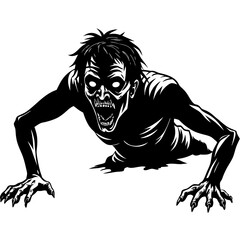 Creepy Zombie Crawl Vector Art Illustration