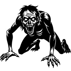Creepy Zombie Crawl Vector Art Illustration