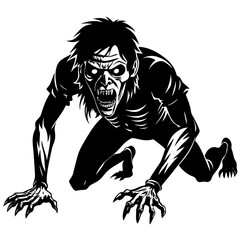 Creepy Zombie Crawl Vector Art Illustration