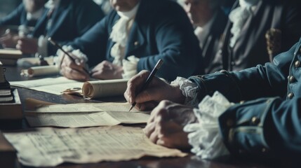 men signing a bill of law in the Age of Enlightenment