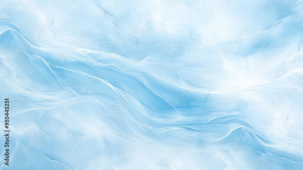 Poster the image is a blue and white background with a wave pattern