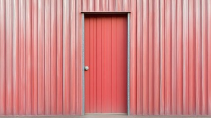 A red door with a silver handle sits in front of a red wall