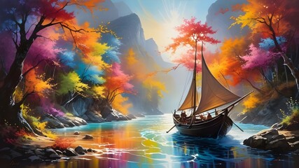 sailing ship in the night