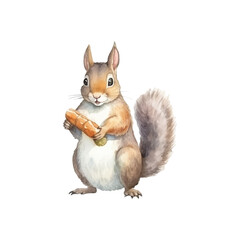 Obraz premium squirrwk bring a food watercolor vector illustration, white background