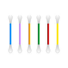 cotton swabs, colored. Personal hygiene. Vector illustration