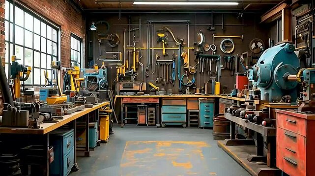 a workshop with tools