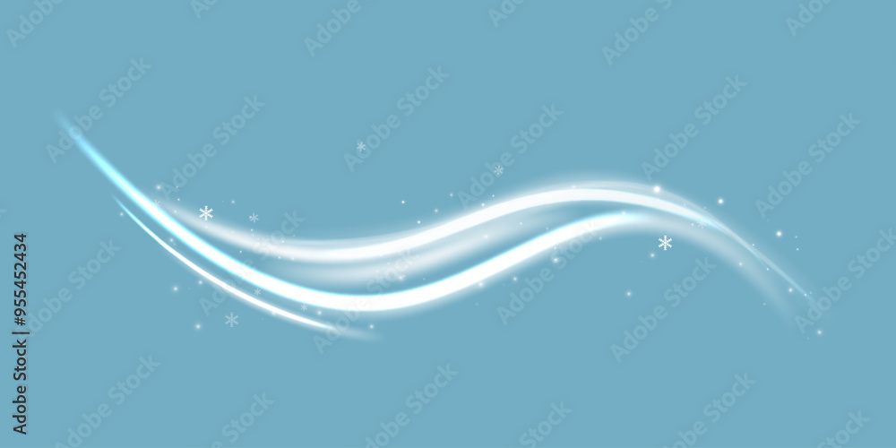 Poster realistic set of snow storm or wind swirls isolated on transparent background. vector illustration o