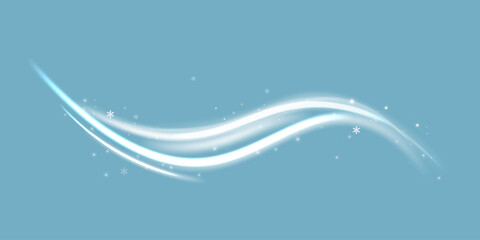 Realistic set of snow storm or wind swirls isolated on transparent background. Vector illustration of white spiral, wave, curve vortex effect.