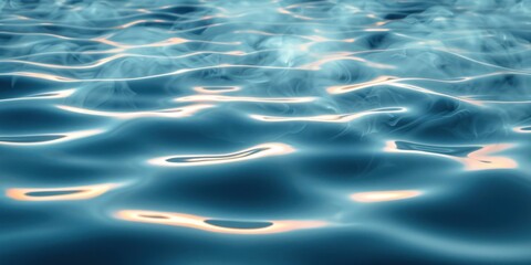 Obraz premium Blue water ripples gently in the sun