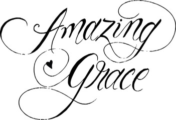 Amazing Grace hand lettering with heart. Vector illustration amazing grace. 