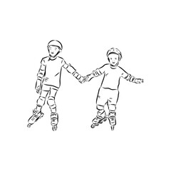 skate in line roller skater young sports recreation vector illustration