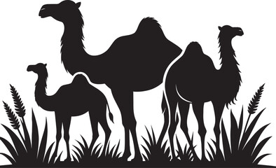 Fototapeta premium Desert camel animal Silhouette isolated on white background Minimalist camel vector illustration