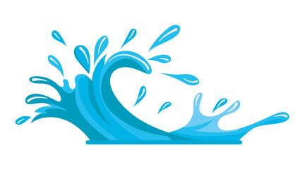 Flat vector illustration of a water splash showcasing a dynamic blue wave perfect for aquatic themed design work or digital art projects