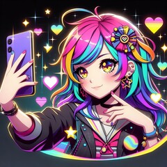 Avatar for social networks, cute girl, generated by artificial intelligence