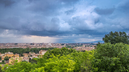 Panoramic view of historic center timelapse of Rome, Italy