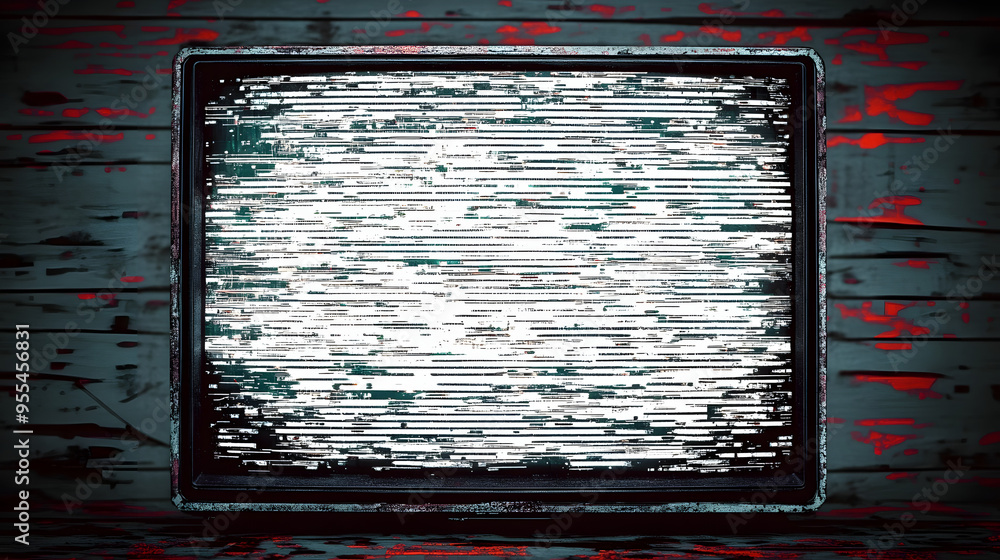 Poster vintage tv static signal transmission error transparent overlay vignette border. vhs glitch effect b
