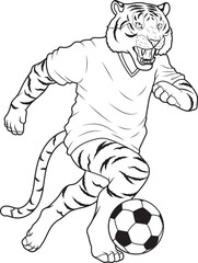 Tiger Soccer player Soccer Animal Vector Graphic Art Illustration