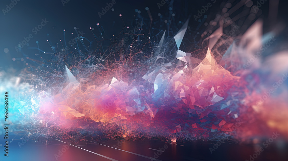 Poster A colorful explosion of paint with a pastel color palette. Dynamic and energetic abstract background