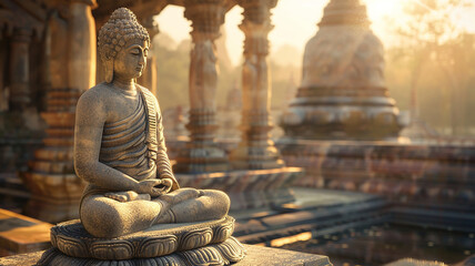 buddha statue in temple si sanphet