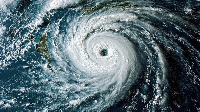 Satellite imagery of Hurricane Florence over the Atlantic, capturing the eye and cyclonic activity.