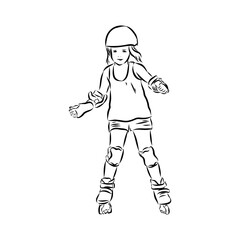 skate in line roller skater young sports recreation vector illustration