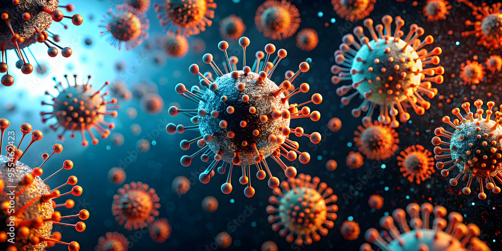 Aufkleber microscopic world: a mesmerizing 3d rendering of virus particles, showcasing their intricate structu