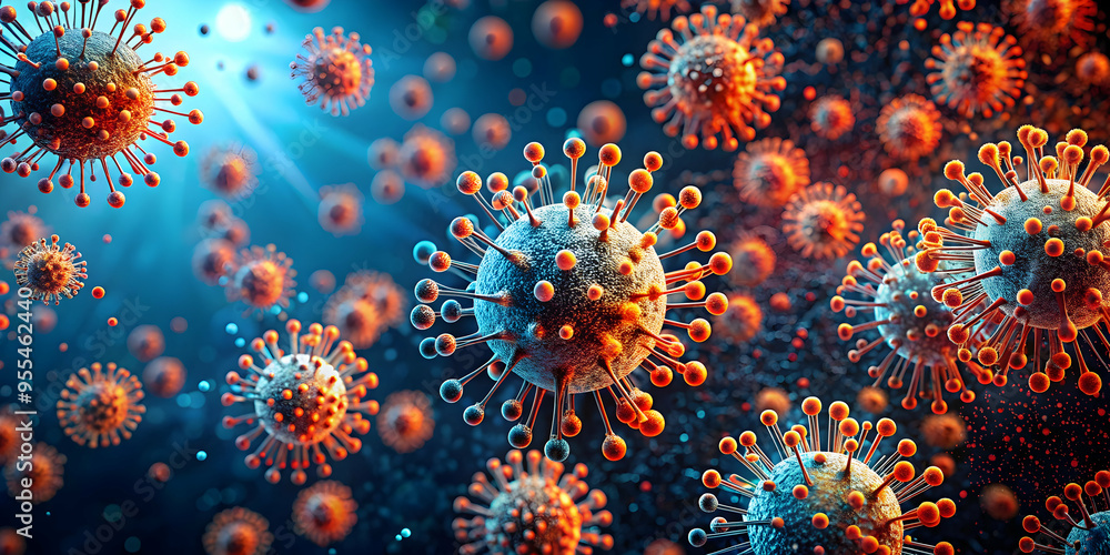 Aufkleber microscopic world: a mesmerizing 3d rendering of virus particles, showcasing their intricate structu