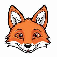 Fototapeta premium Happy red fox face cartoon illustration