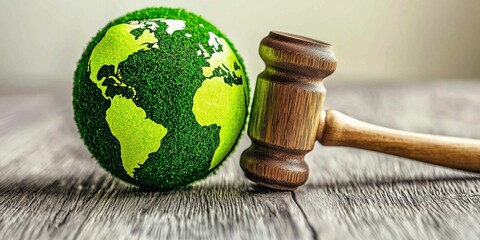 Eco-Friendly Legal Concept with Earth Globe and Gavel