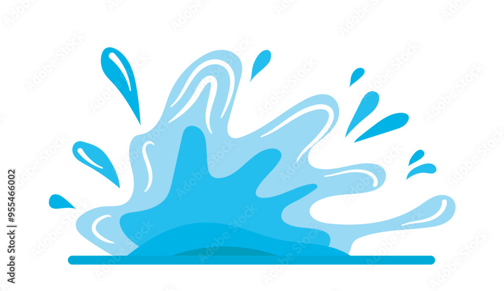 Leinwandbilder Blue splash vector illustration water drop with dynamic shapes flat vector illustration suitable for design and graphics