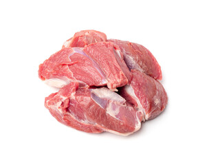 Raw mutton fillet isolated, lamb meat pieces, tenderloin or mutton sirloin meat. Fresh sheep fillet