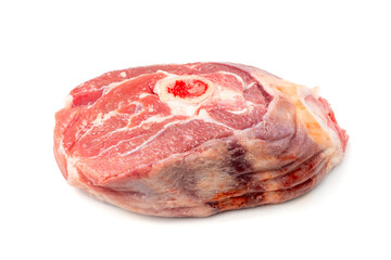 Raw mutton leg fillet isolated, lamb meat pieces, tenderloin or mutton sirloin meat. Fresh sheep fillet