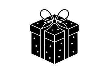 Christmas gift box icon line art vector on white background