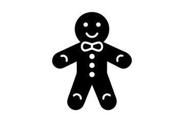 Christmas  Gingerbread Man line art   icon on white background
