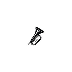 french horn icon isolated on white background