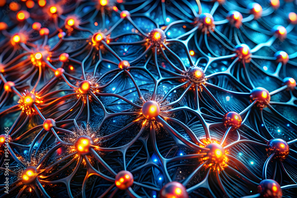 Poster neural network glow: a vibrant, intricate 3d render of a neural network ablaze with energy, symboliz