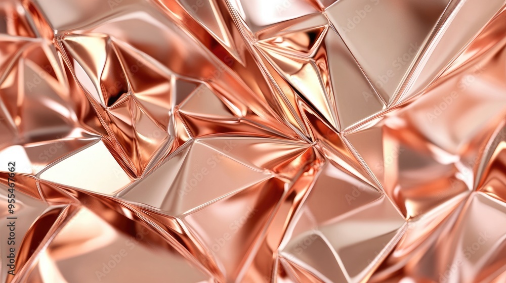 Poster abstract rose gold design with geometric shapes and sharp angles