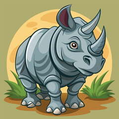 Rhino cartoon vector illustration style