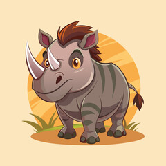 Rhino cartoon vector illustration style