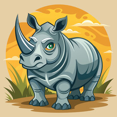 Rhino cartoon vector illustration style