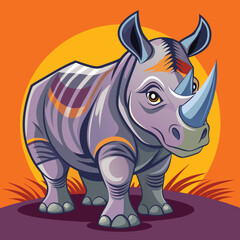 Rhino cartoon vector illustration style