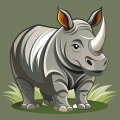 Rhino cartoon vector illustration style