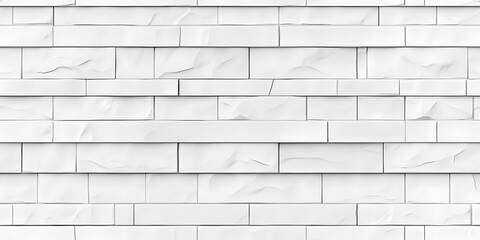Obraz premium Seamless smooth subtle white embossed plastic, ceramic, porcelain or marble brick wall background texture. Abstract elegant geometric grayscale displacement, bump or height map. 3D rendering.