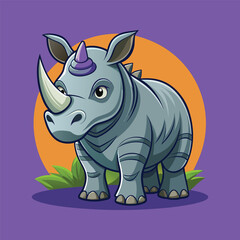 Rhino cartoon vector illustration style