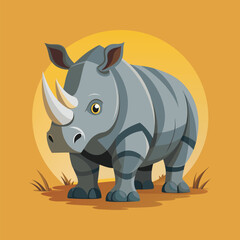 Rhino cartoon vector illustration style