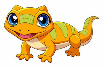 Vector Art Cute Lizard Illustration on White Background