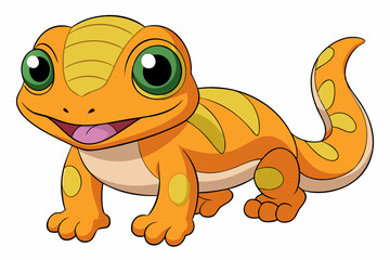 Vector Art Cute Lizard Illustration on White Background