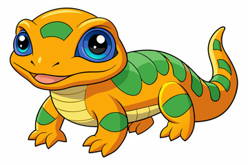 Vector Art Cute Lizard Illustration on White Background