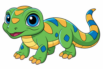 Vector Art Cute Lizard Illustration on White Background