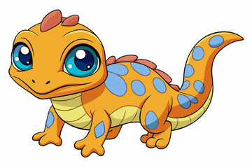 Vector Art Cute Lizard Illustration on White Background